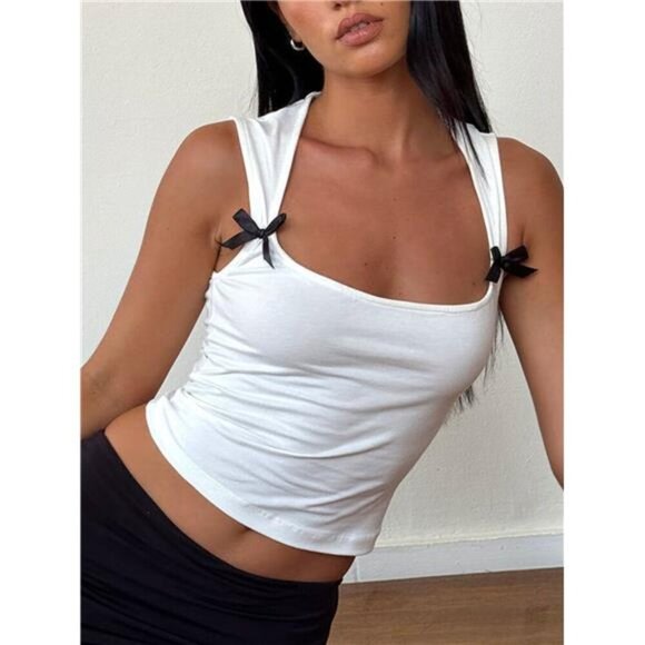 Bow Detail Square Neck Cropped Tank - Picture 16 of 16